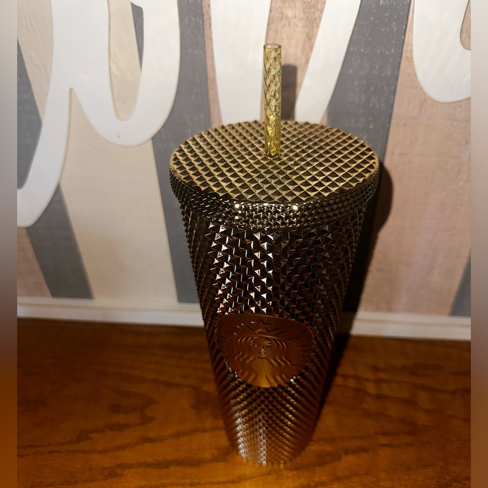 NEW Starbucks Gold Metallic Bling Studded Tumbler - Picture 3 of 3